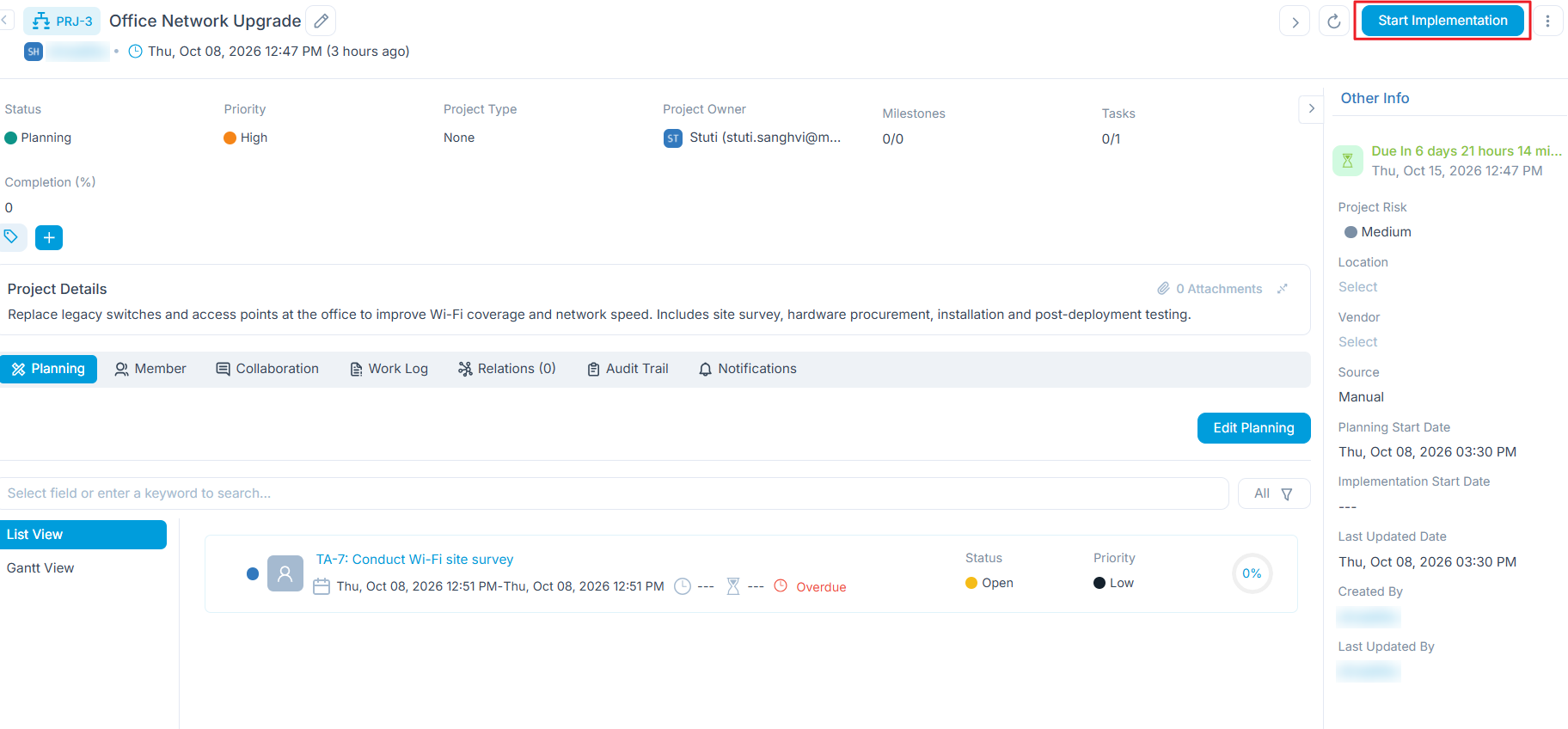 Start Implementation