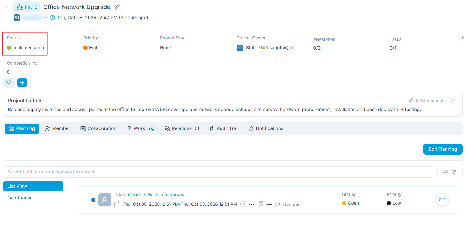 Status - Implementation
