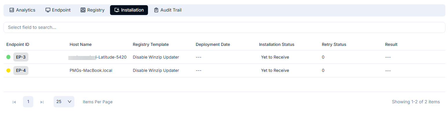 Installation Tab