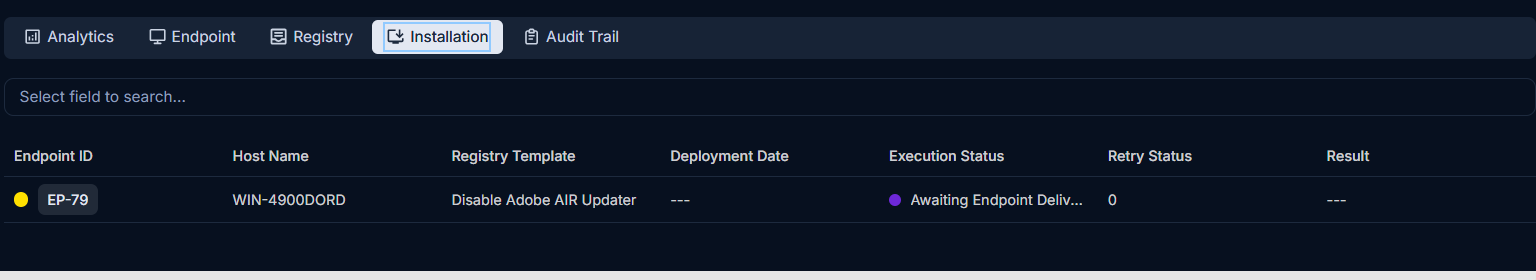 Installation Tab