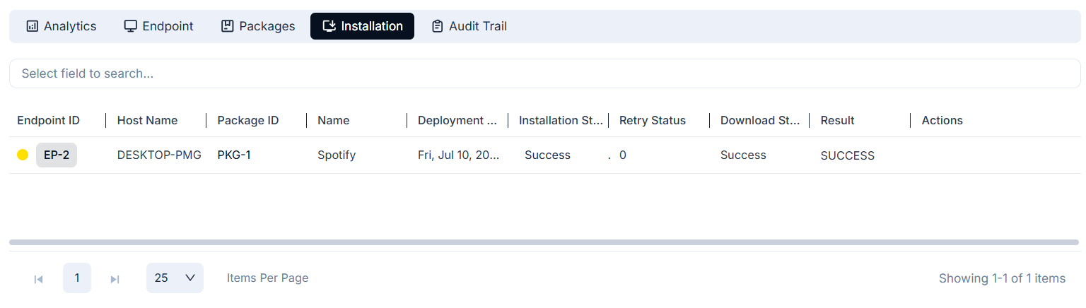 Installation Tab