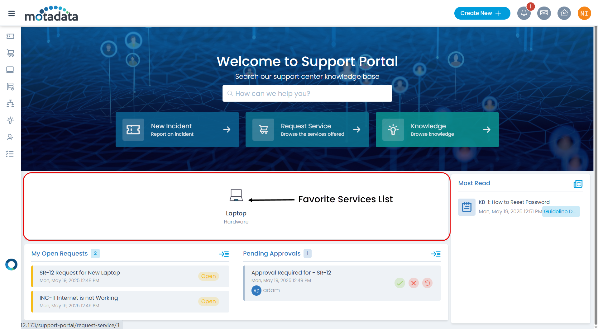 Support Portal Home Page