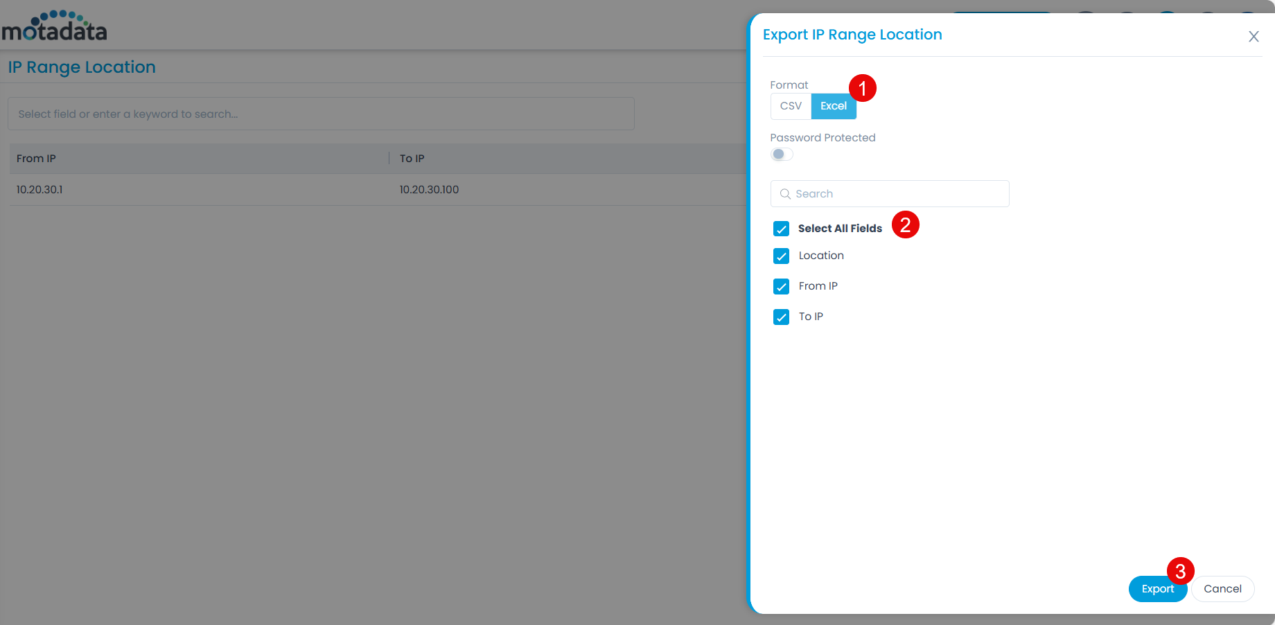 IP Range Location List Page