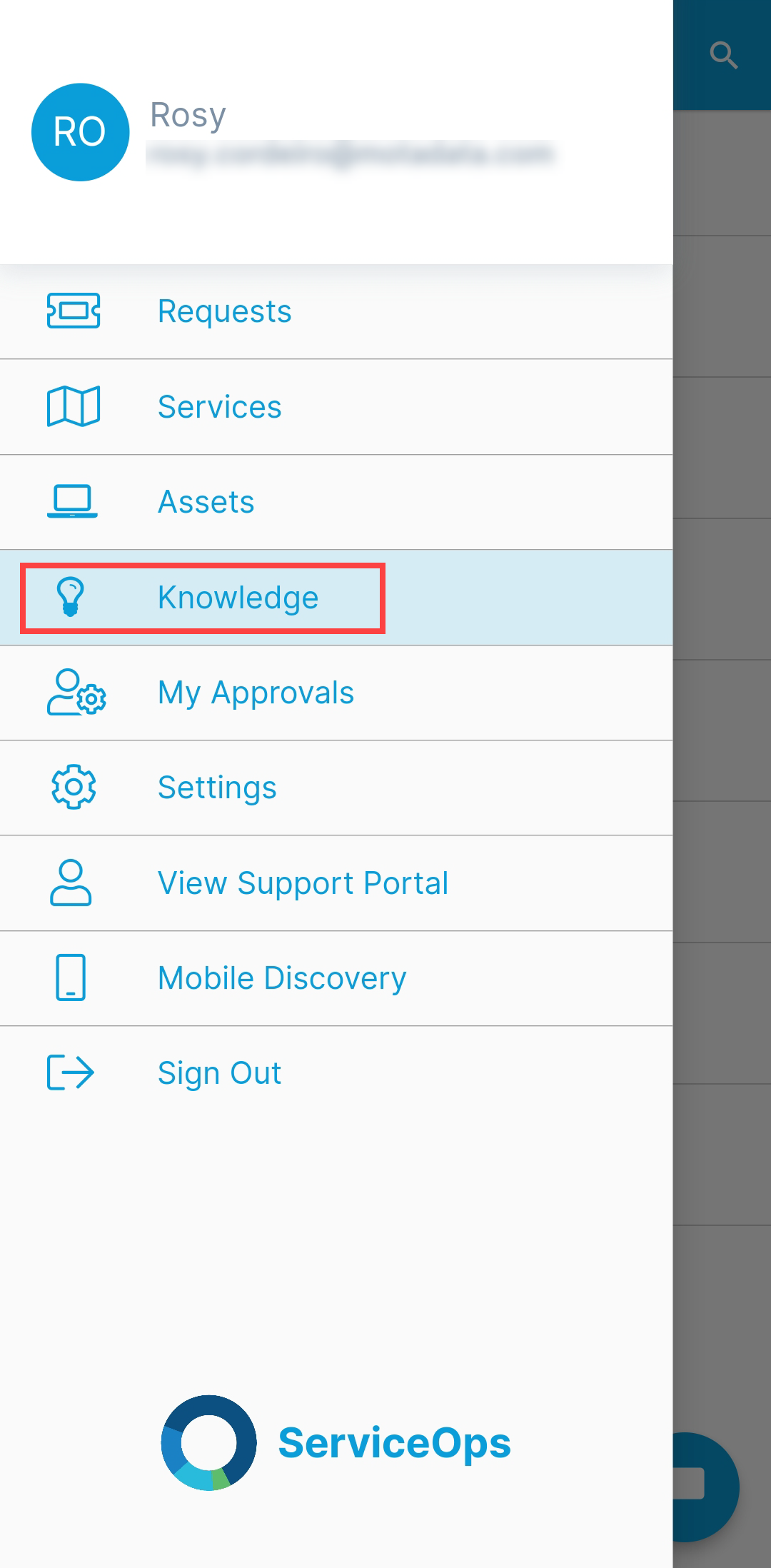 Knowledge menu