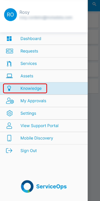 Knowledge menu