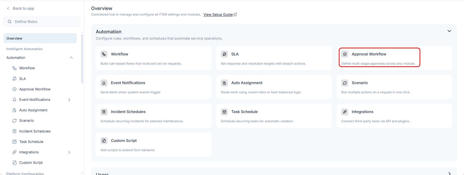 Approval Workflow Option in Admin Settings