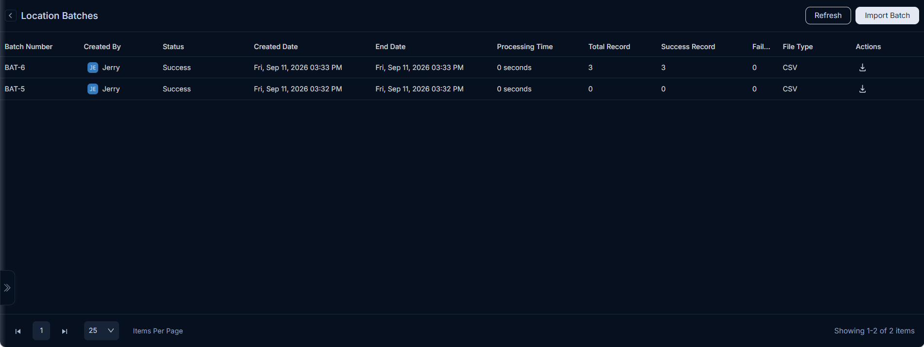 Import CSV Batches