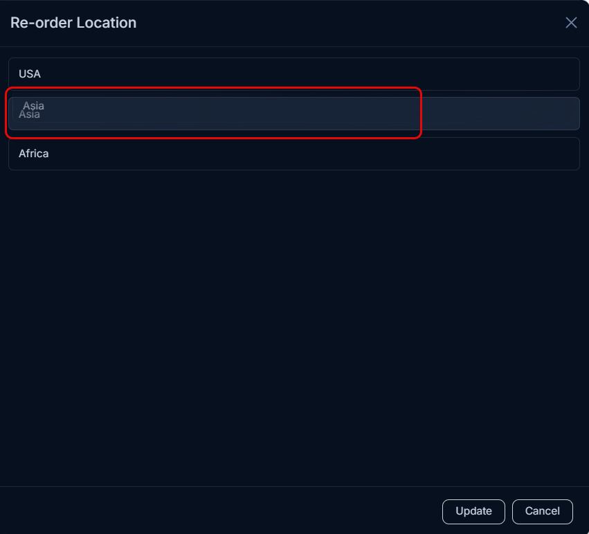 Re-order Locations