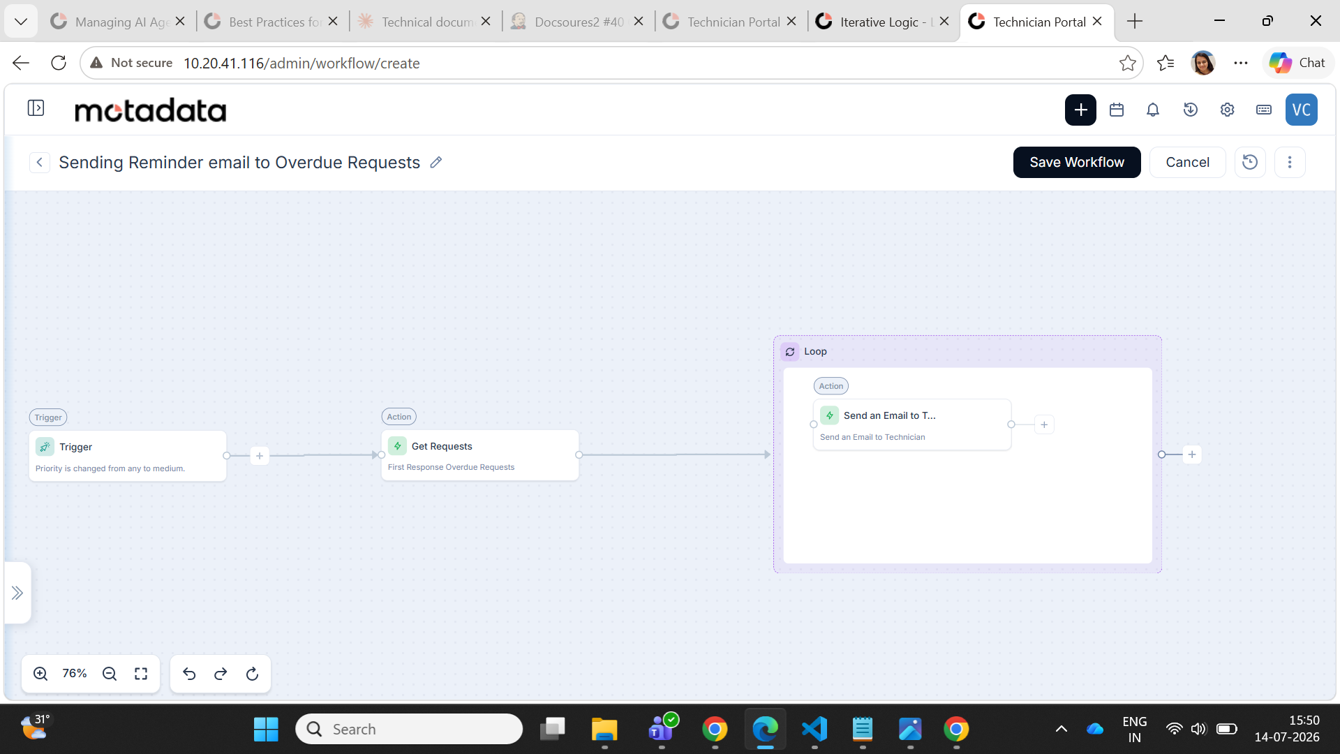 Workflow for Sending Reminder Emails for Overdue Requests