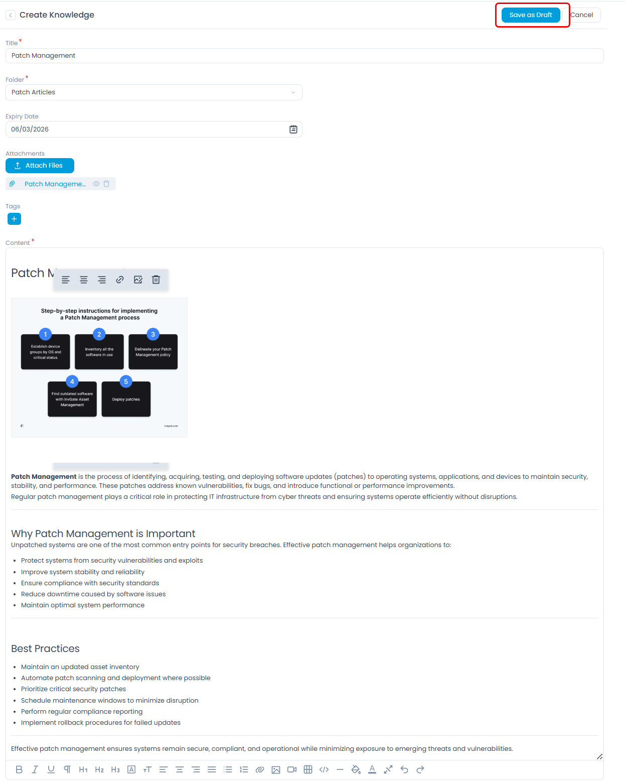 Create Knowledge Page