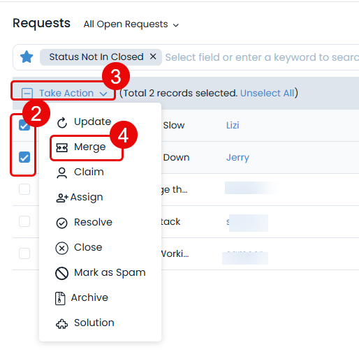 Selecting and Merging Requests