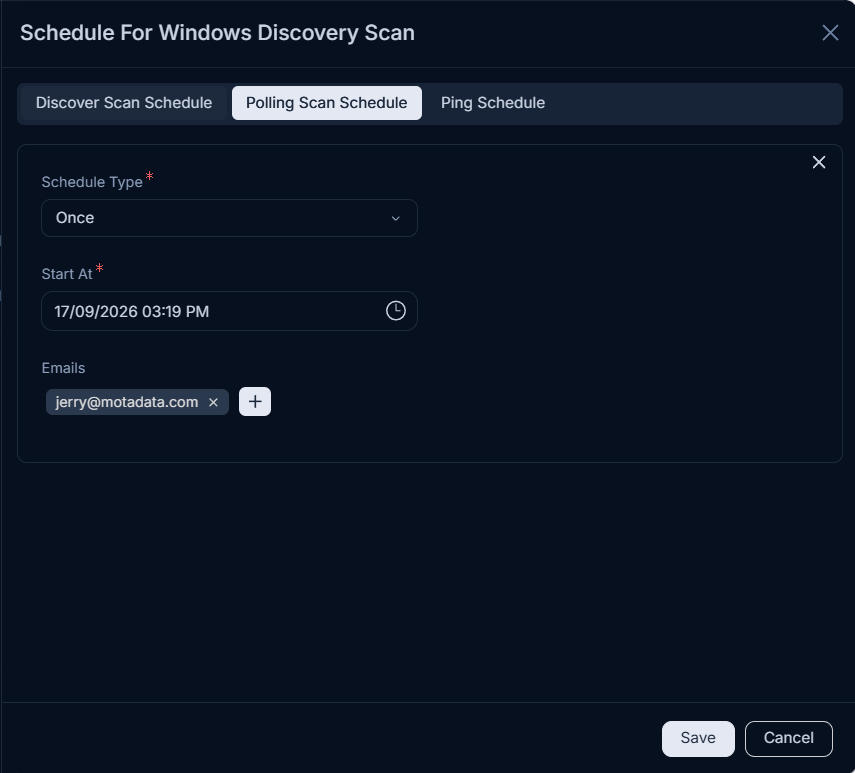 Polling Scan Schedule configuration options