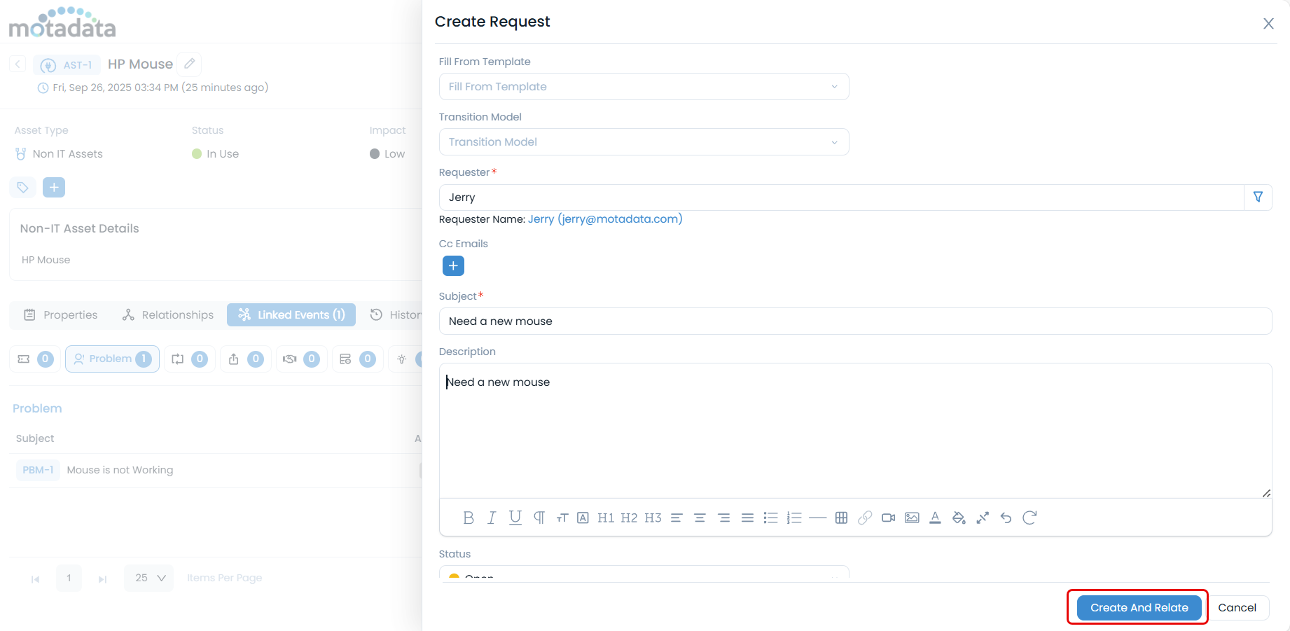 Create and Relate Ticket