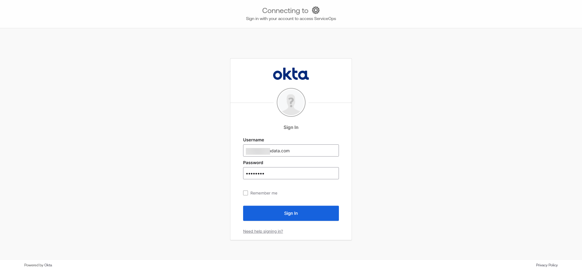 OKTA Sign-in Page