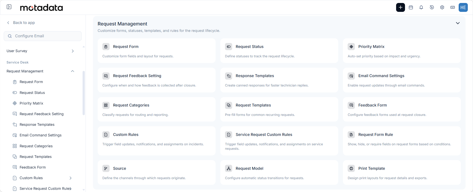 Request Management Menu