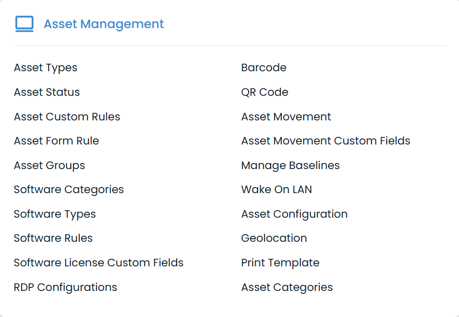 Asset Management Options