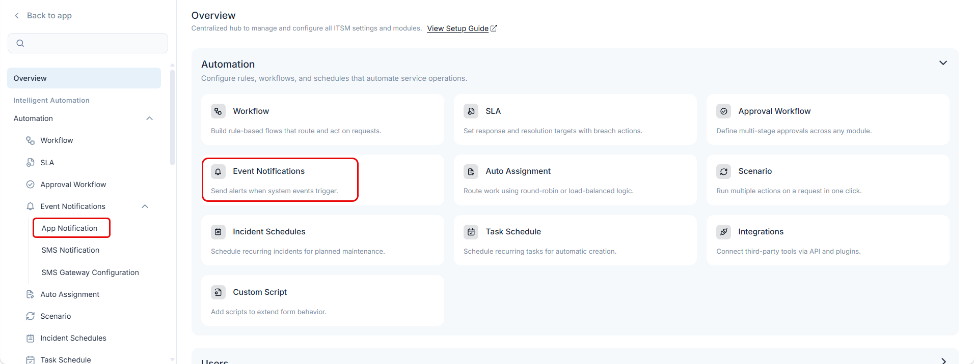 Event Notifications Page