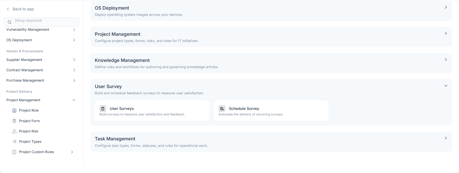 User Survey Options