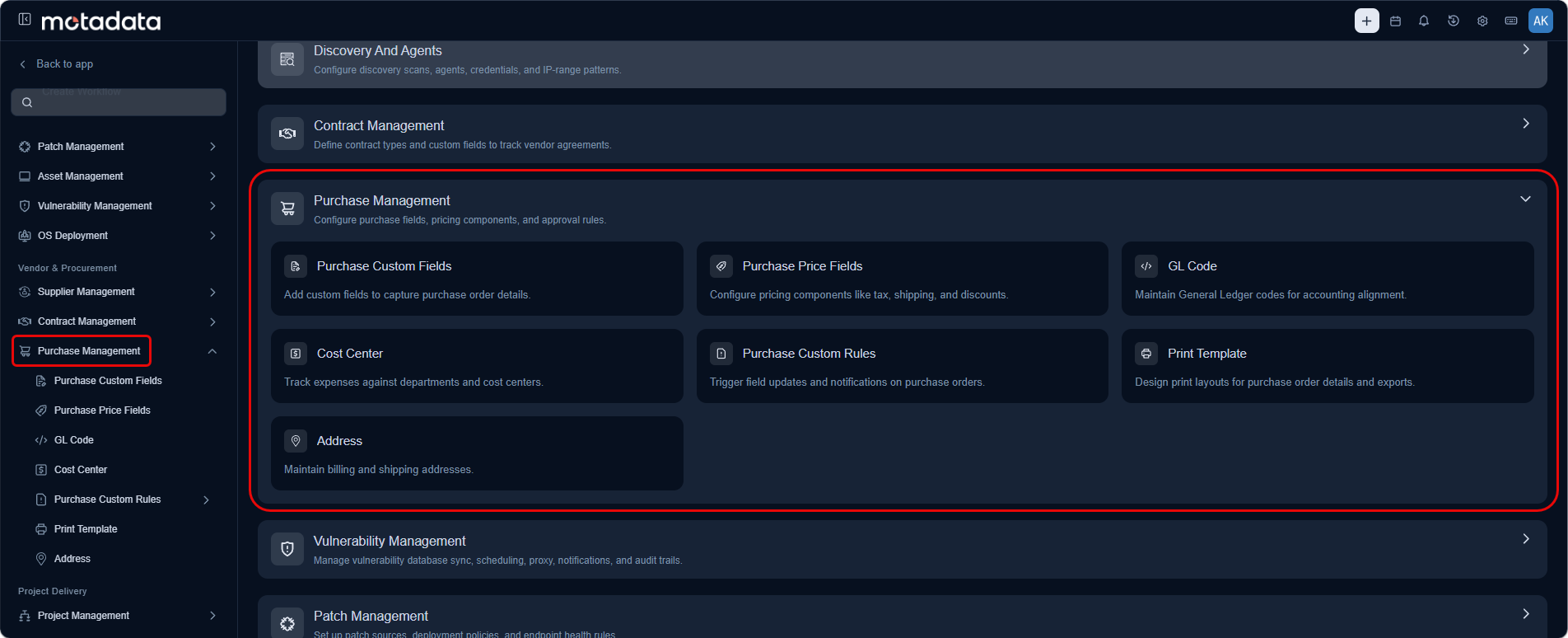 Purchase Management Options