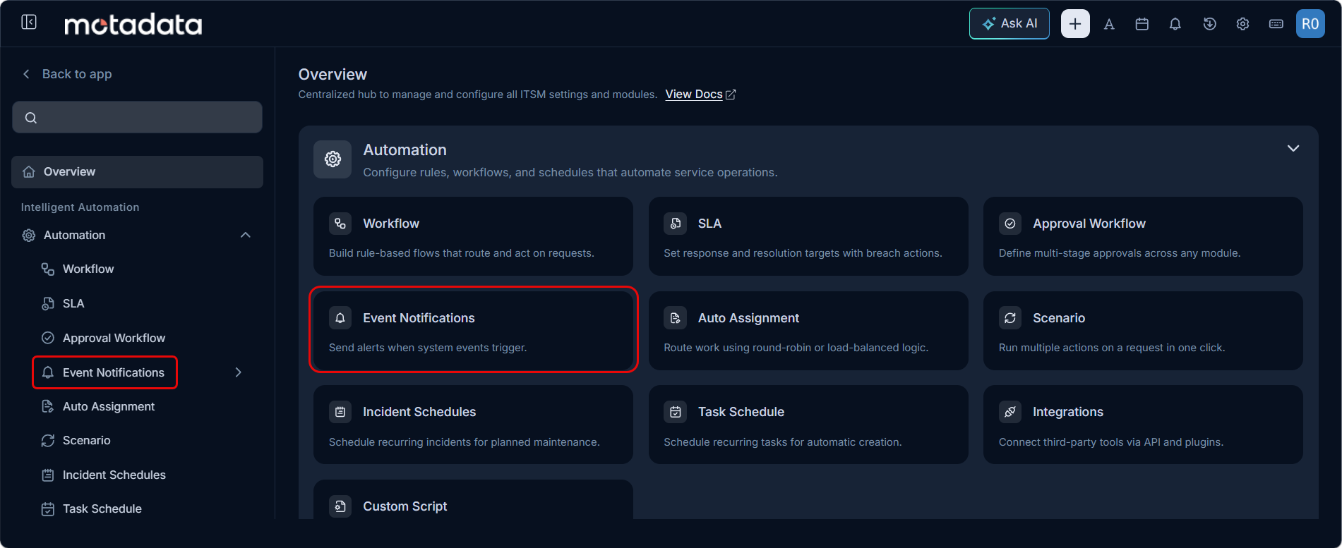 Event Notifications Page