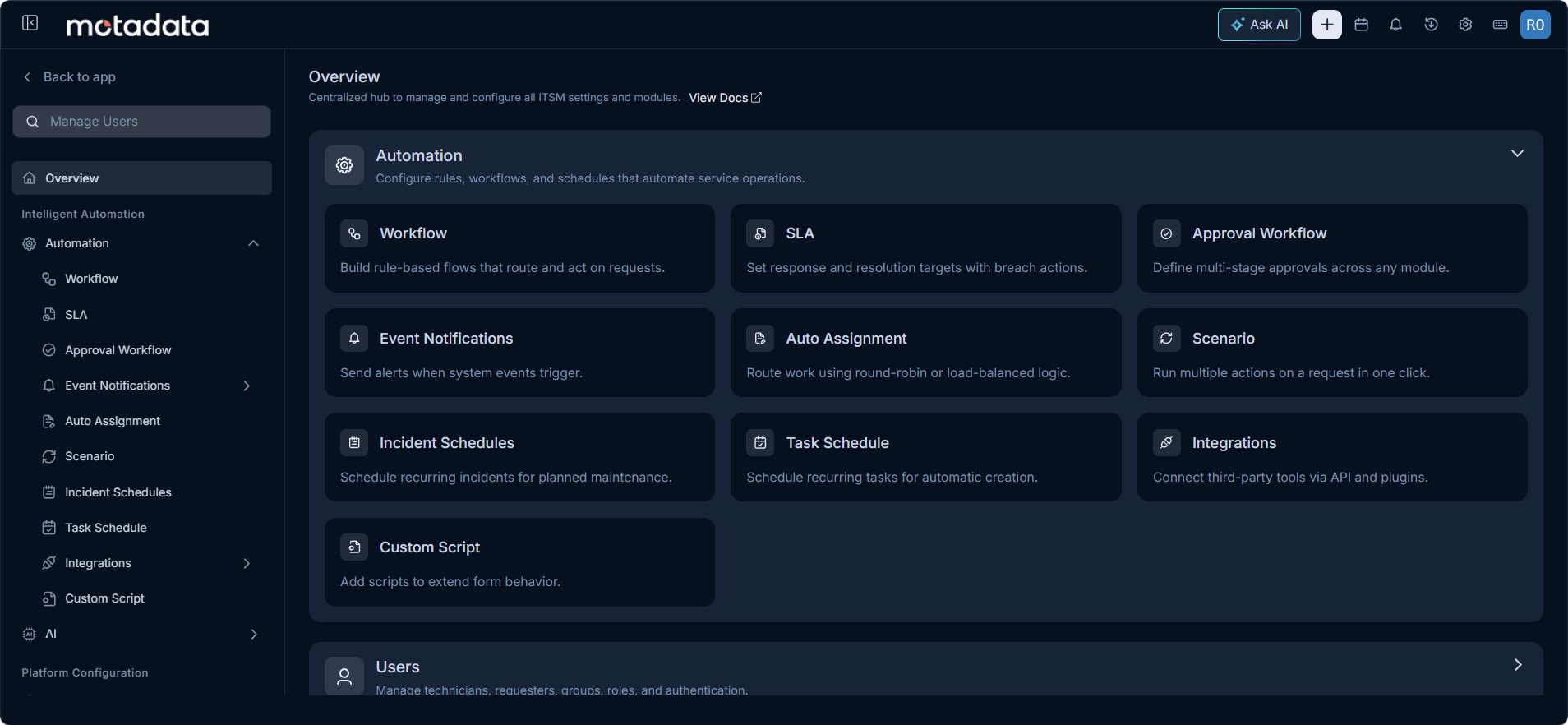 Automation Menu