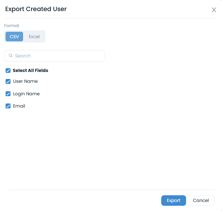 Export created users