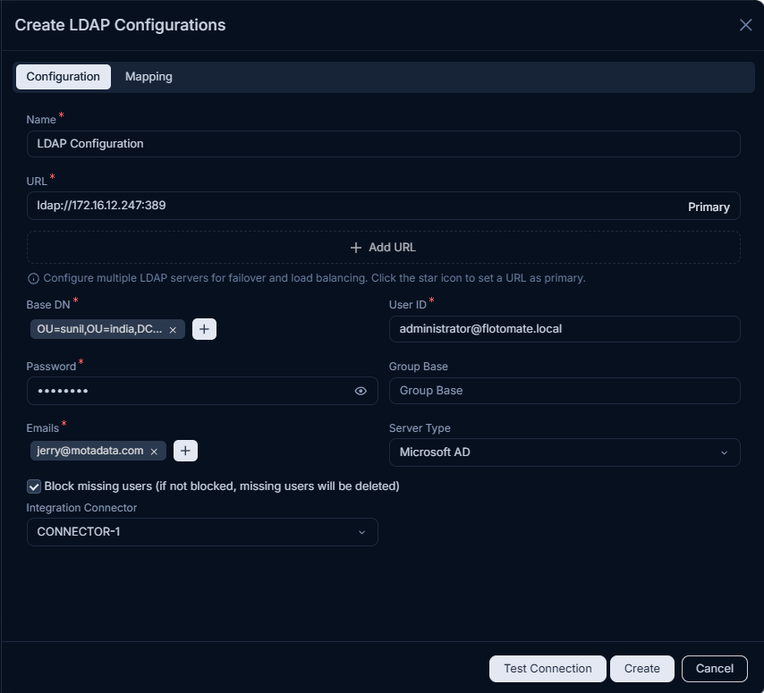 Create LDAP Configurations