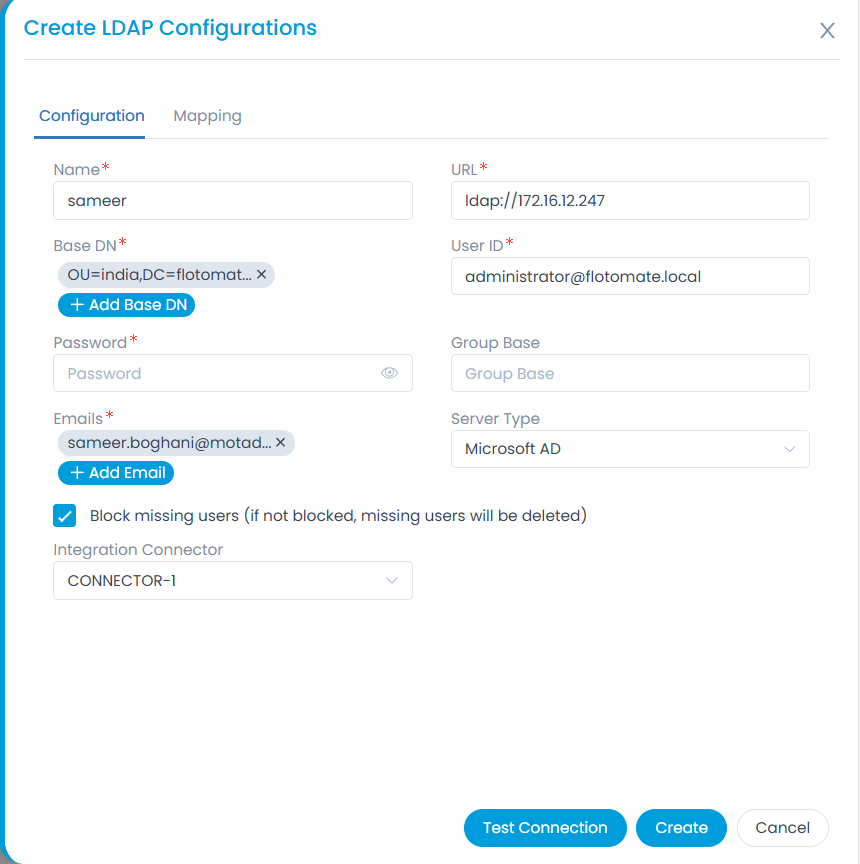 Create LDAP Configurations