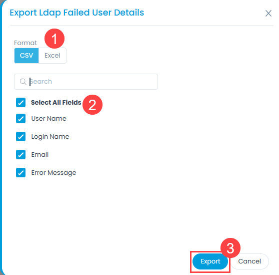 Export Ldap Failed User Details