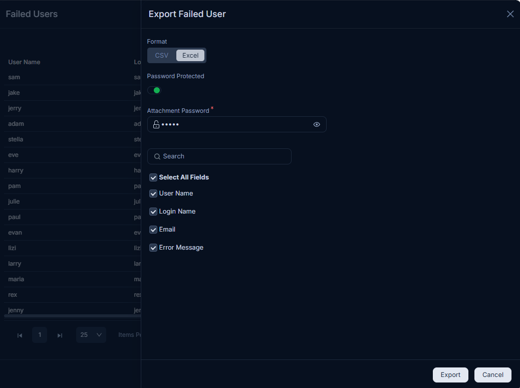 Export Ldap Failed User Details