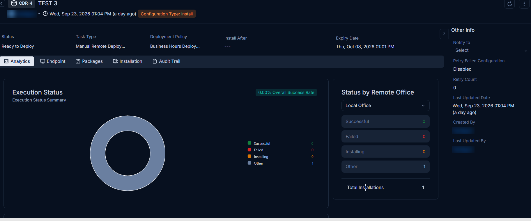 Package Deployment Details page