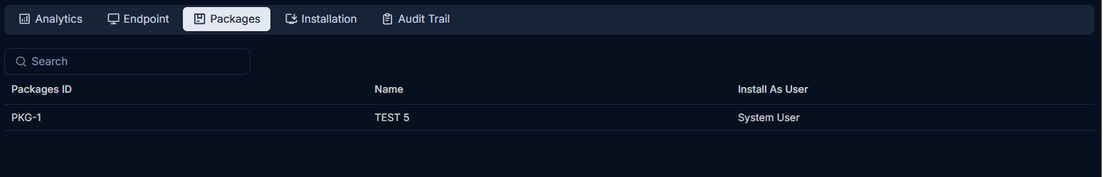 Packages Tab