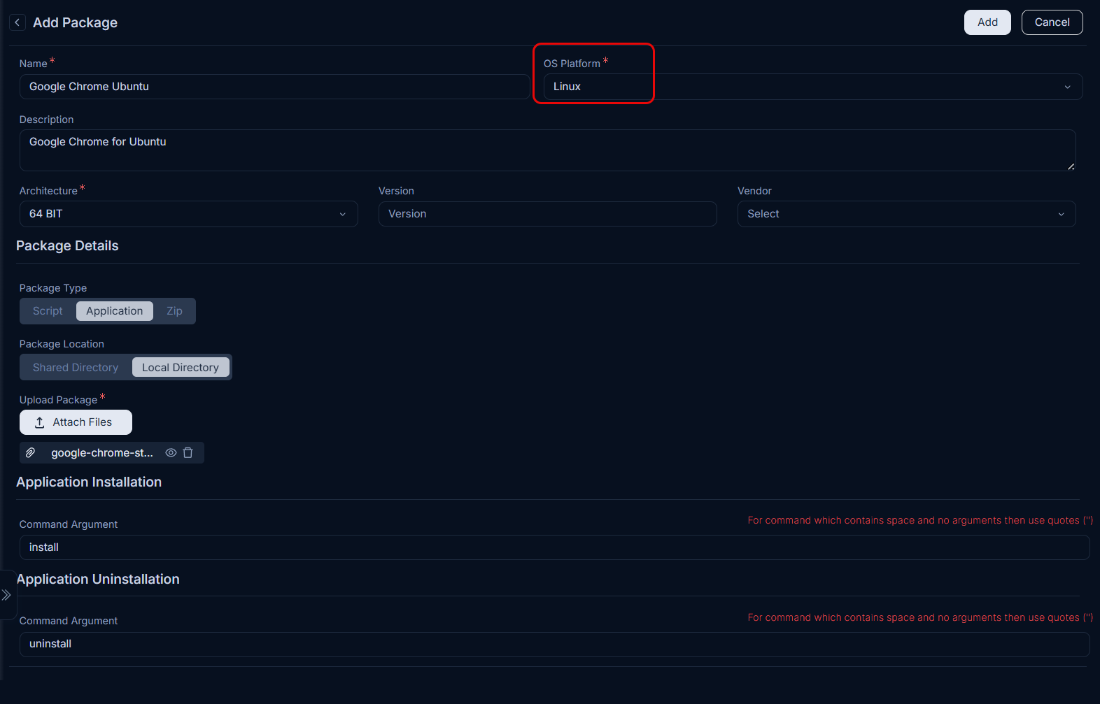 MAC or Linux Platform Parameters