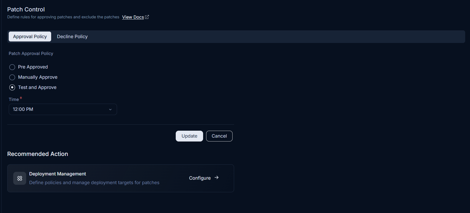 Patch Control page