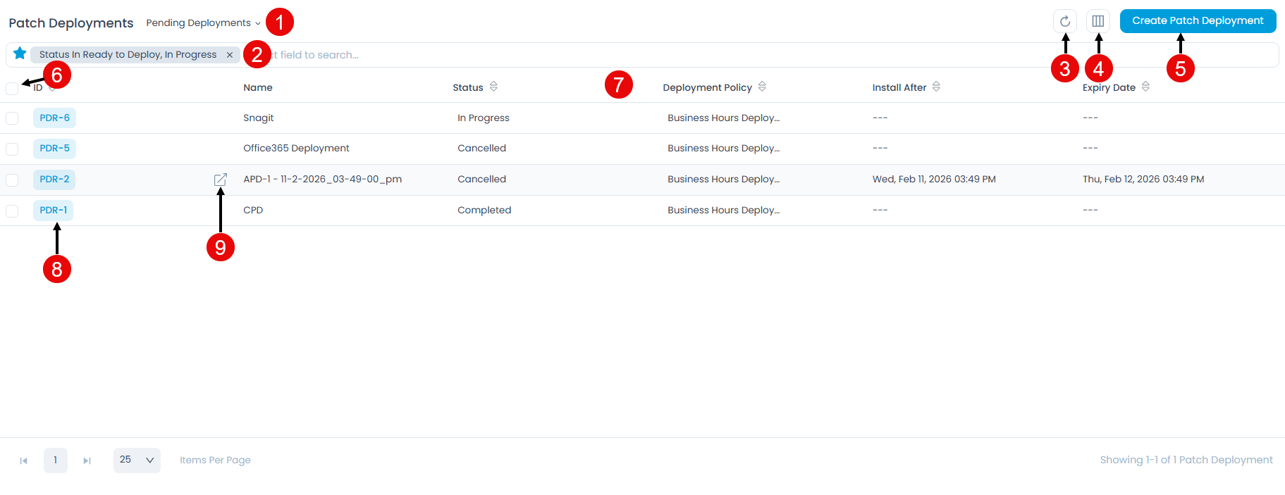 Patch Deployment List View