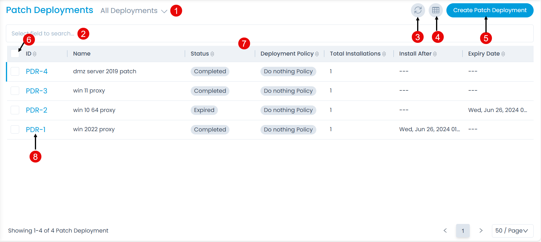 Patch Deployment List View