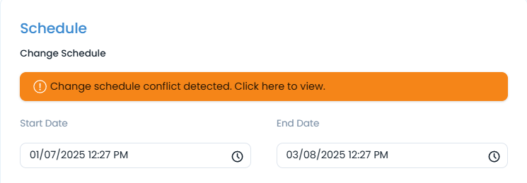 Scheduling the change and Detecting the Conflict