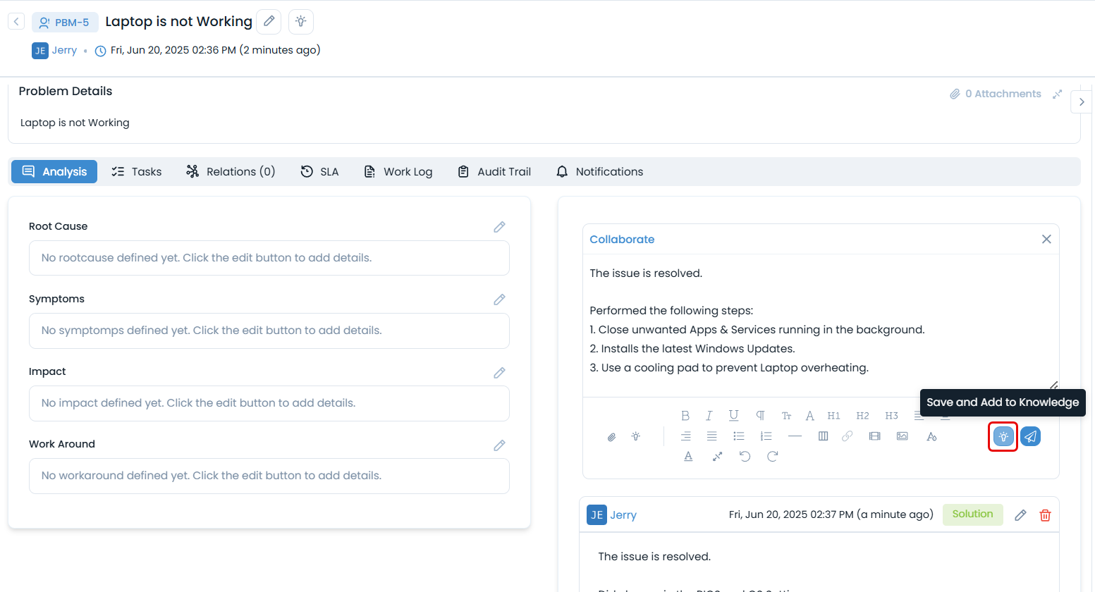 Save and Add to Knowledge