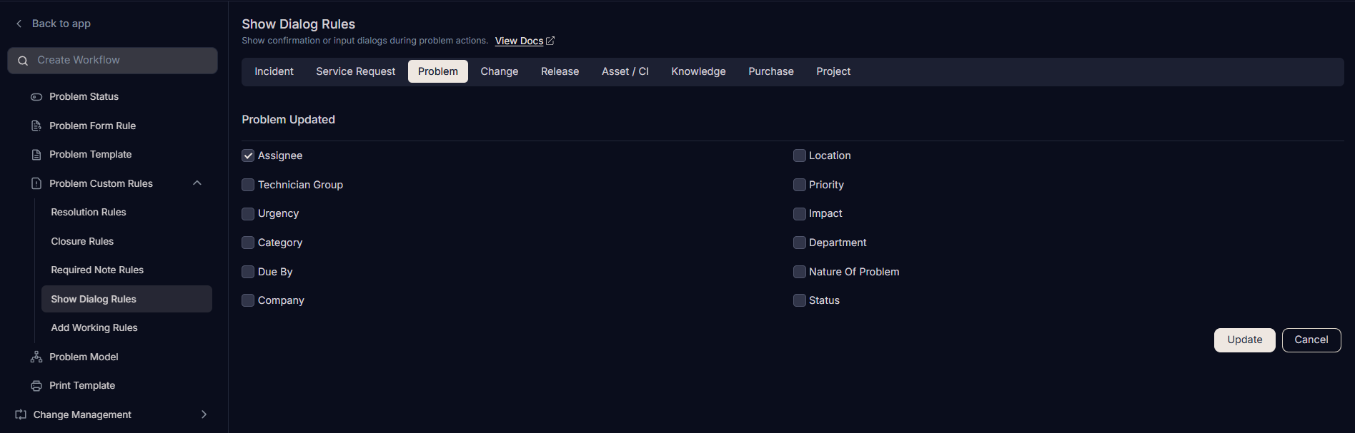 Show Dialog Rules
