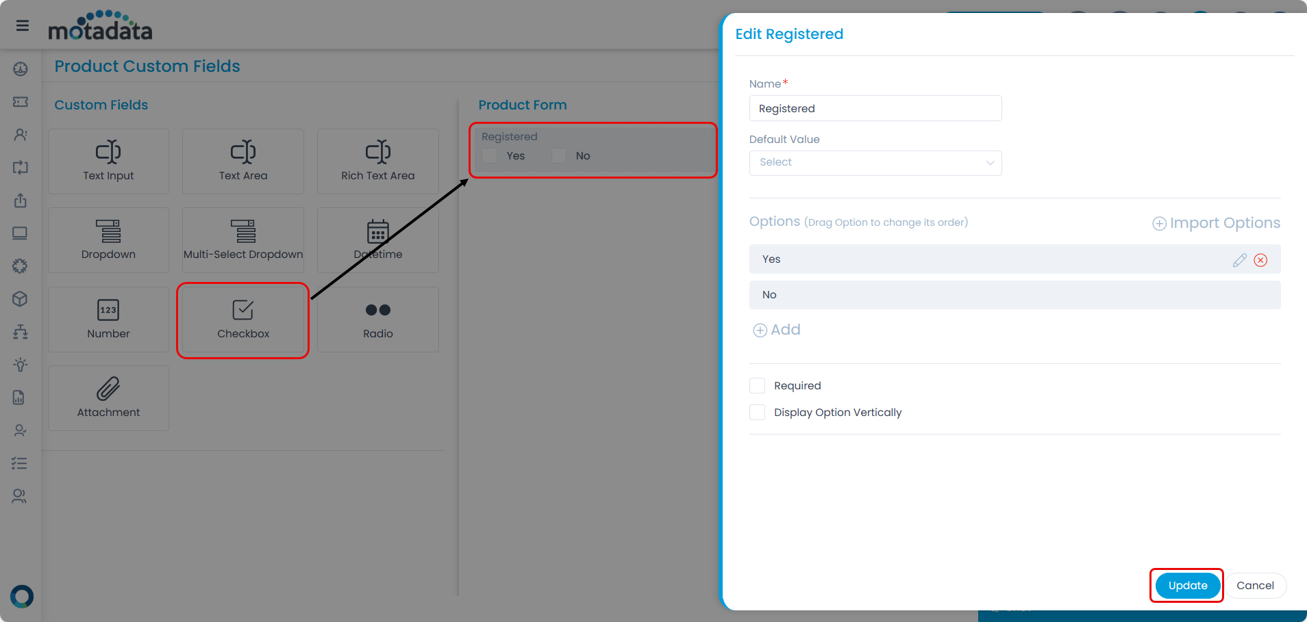 Adding Custom Field in the Product Form