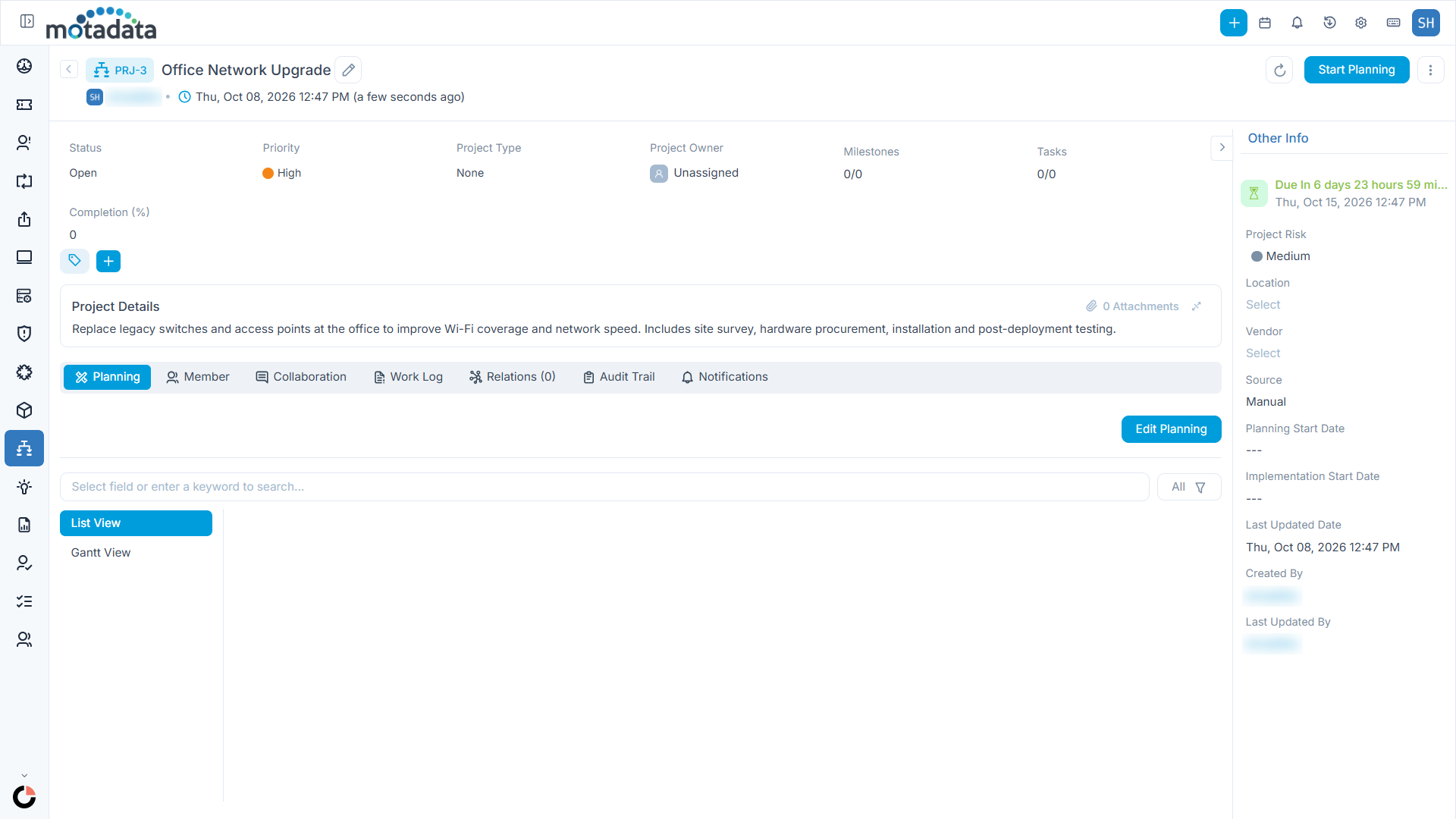 Project Details Page