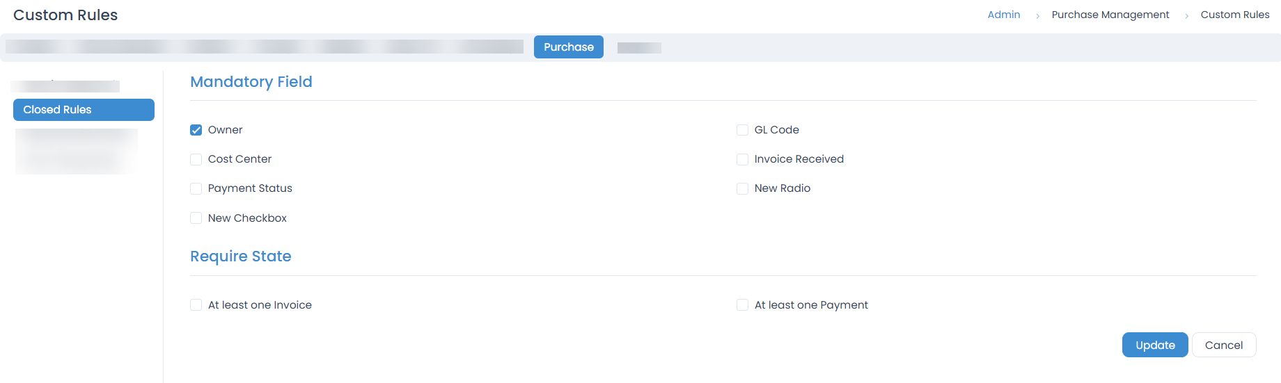 Rules to Close a Purchase
