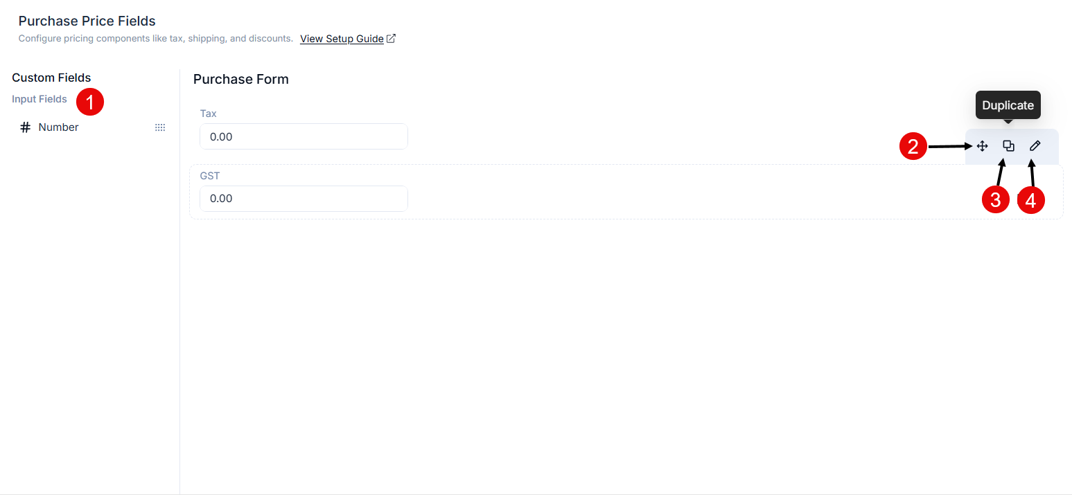 Purchase Price Fields