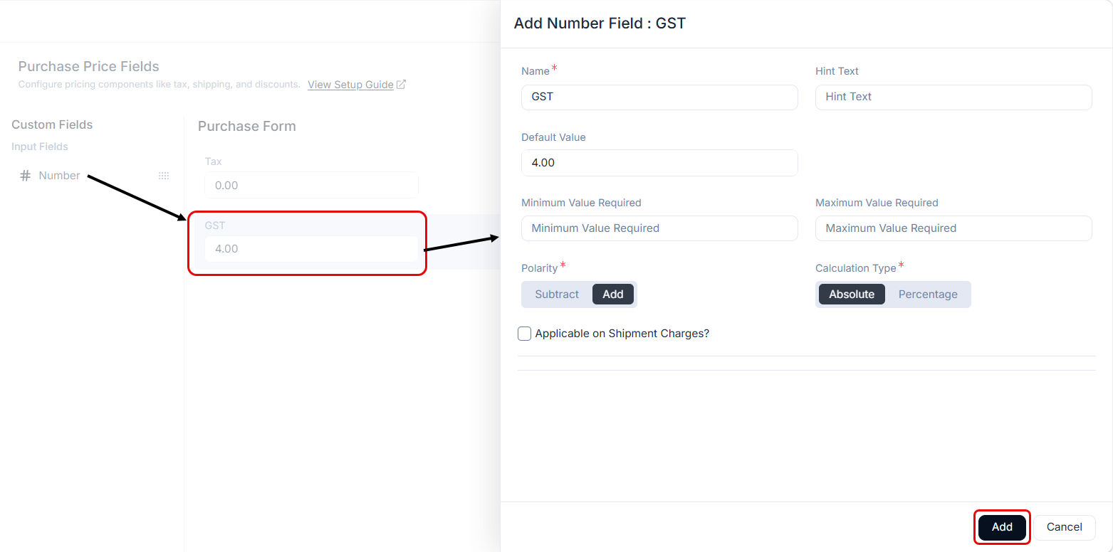 Adding Custom Field in the Purchase Form