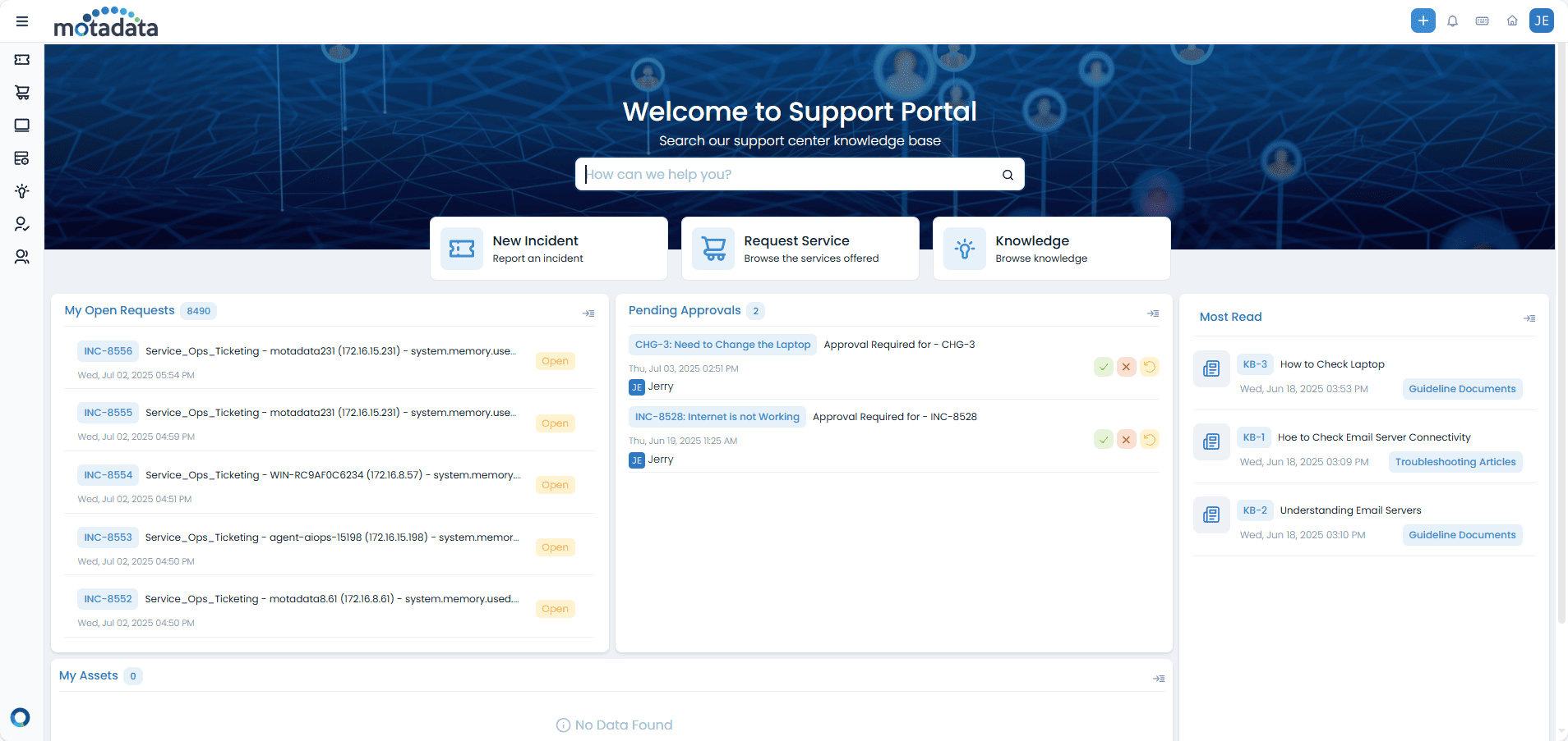 Support Portal Home Page