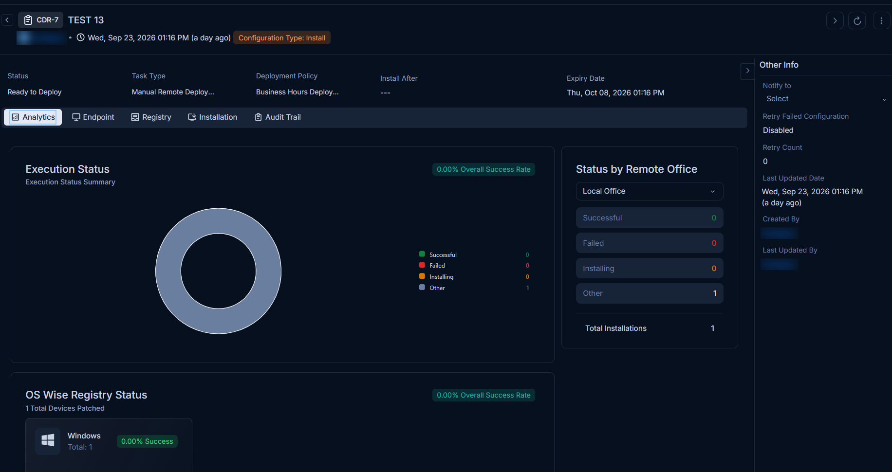 Registry Deployment Details Page