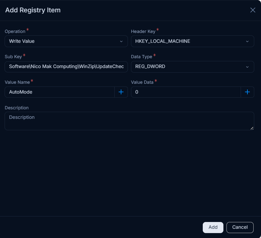 Add Registry Item