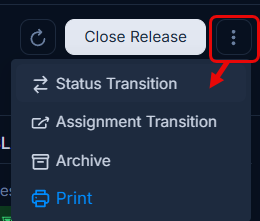 Action options on Release Details page