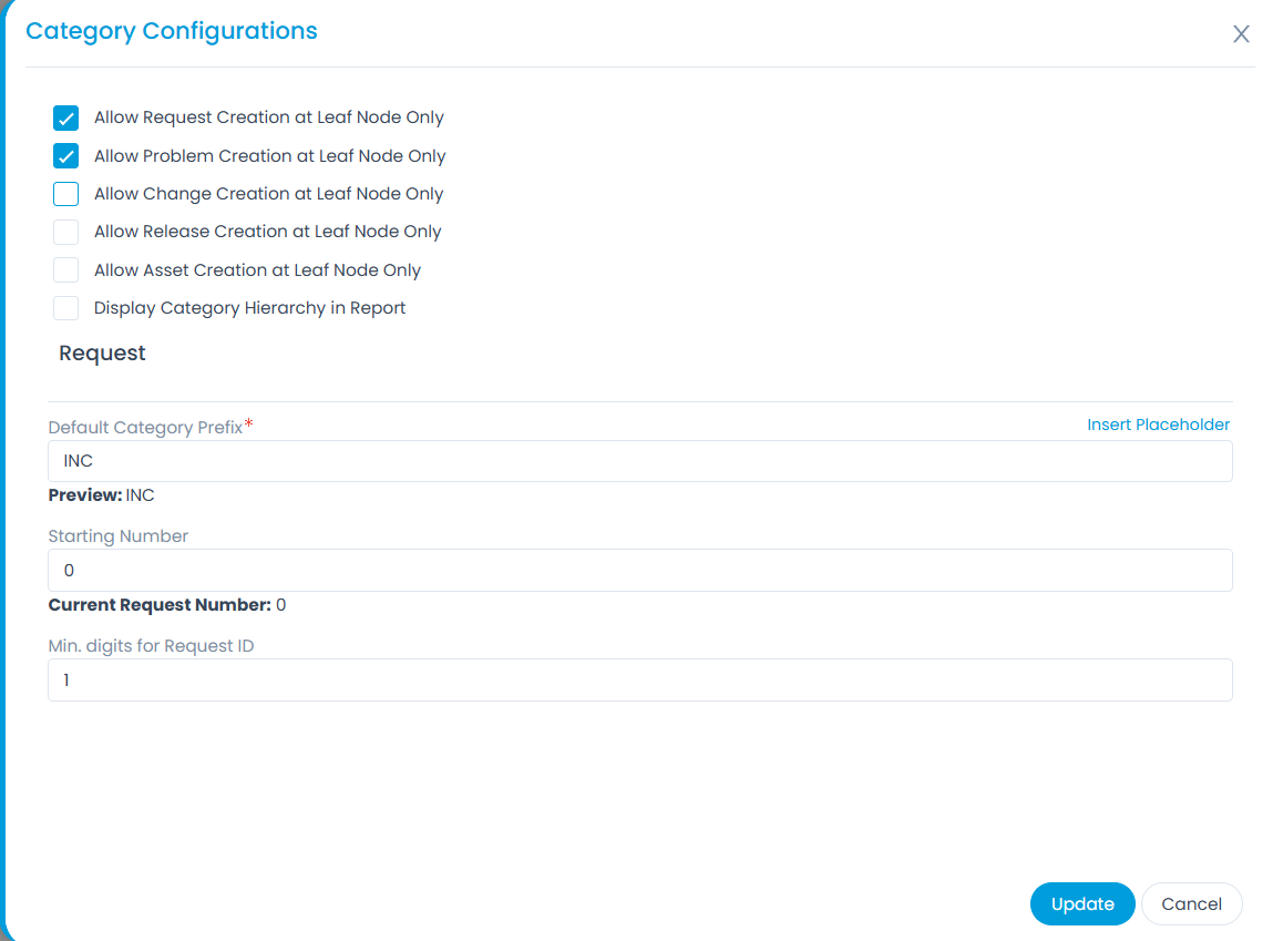 Category Configurations