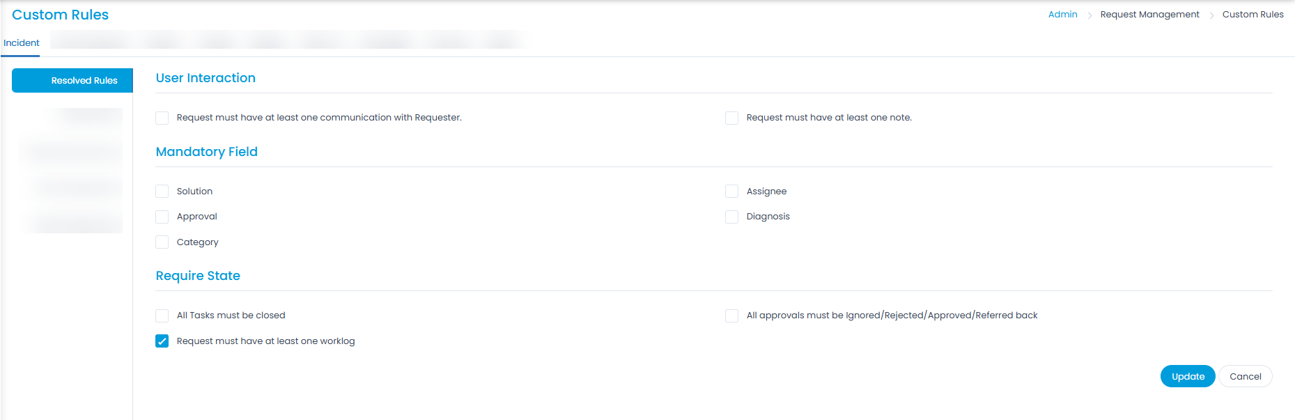 Rules to Resolve a Request
